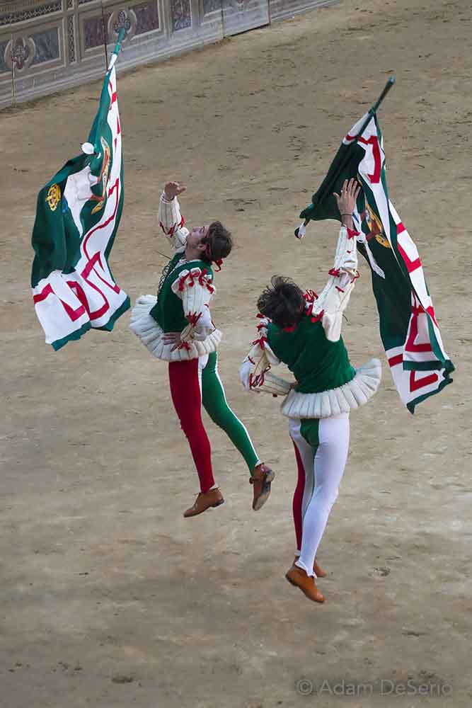 Oca Flags In The Air, Palio, Siena, Italy