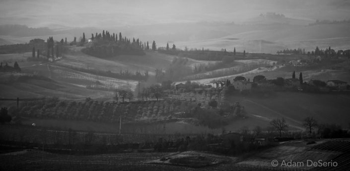 Siena Tuscany Countryside Black and White, Italy